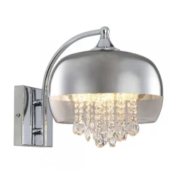 Kinkiet LUNA Srebrny Szklany Klosz Kryształy 1xE14 * Eko-light Clearance