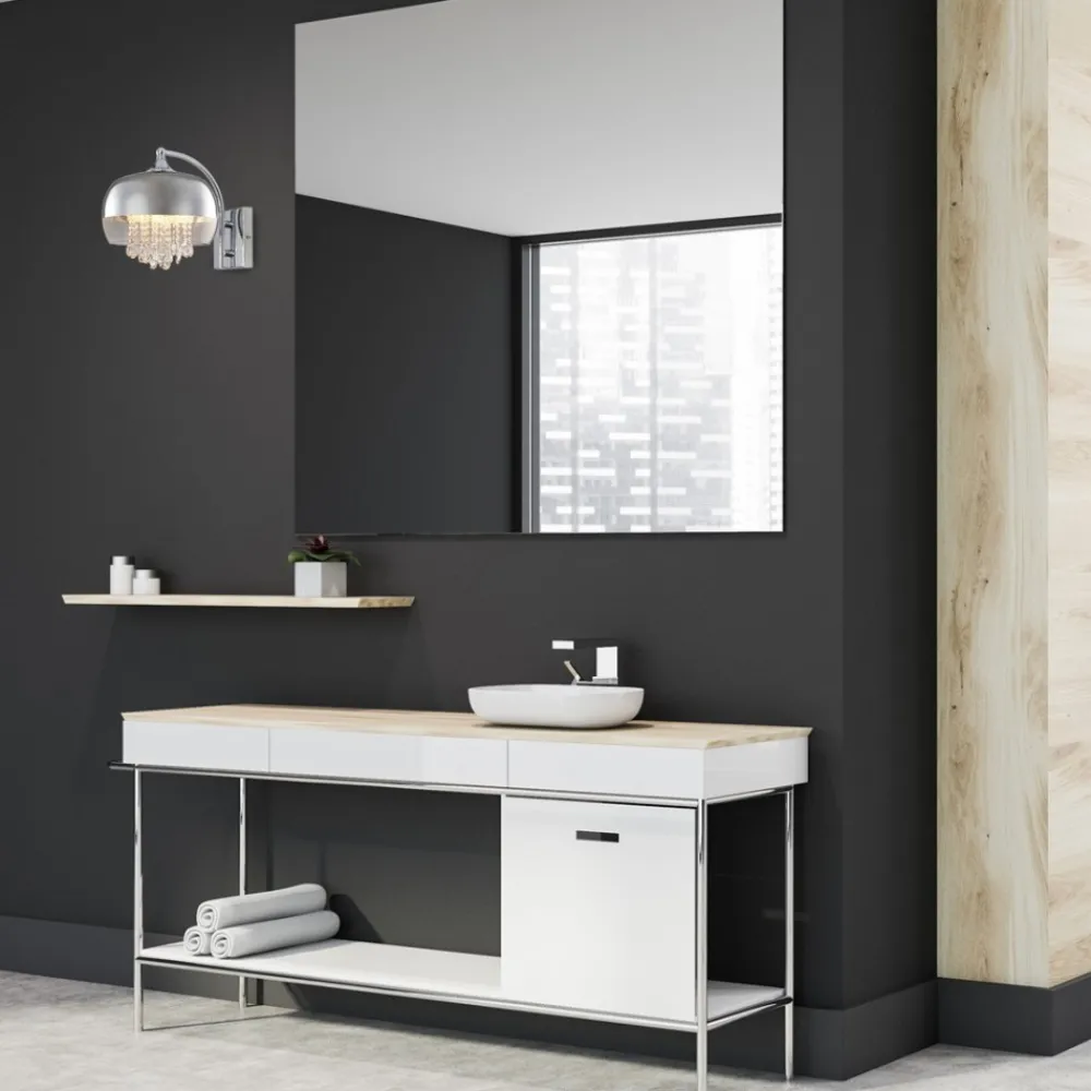 Kinkiet LUNA Srebrny Szklany Klosz Kryształy 1xE14 * Eko-light Clearance