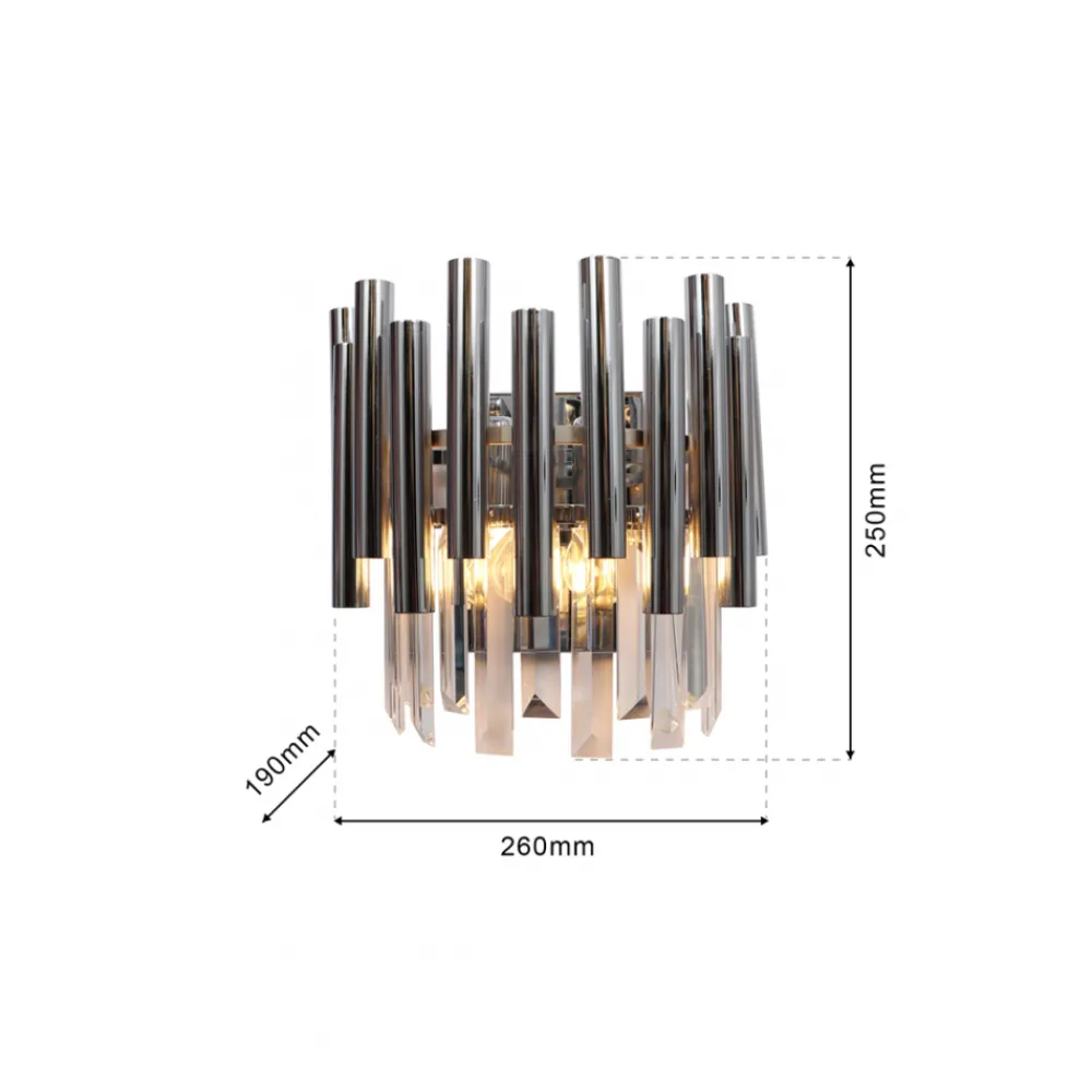 Kinkiet MADISON Srebrny Szklane Kryształy 2xE14 * Eko-light Sale
