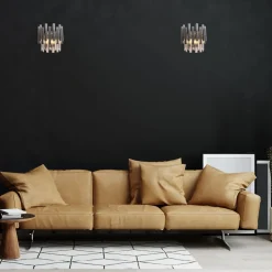 Kinkiet MADISON Srebrny Szklane Kryształy 2xE14 * Eko-light Sale