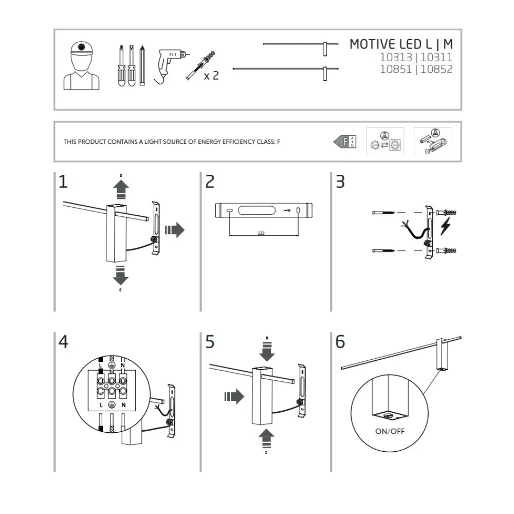 Kinkiet MOTIVE Czarny 16W LED 4000K 120cm * Nowodvorski