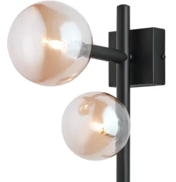 Kinkiet NEPTUN Czarny Bursztynowy Szklane Klosze 2xG9 * Jupiter Hot