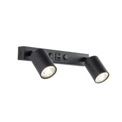 Kinkiet NEX czarny 2xGU10 z wyłącznikiem i USB * TK Lighting Sale