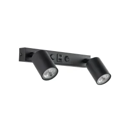 Kinkiet NEX czarny 2xGU10 z wyłącznikiem i USB * TK Lighting Sale