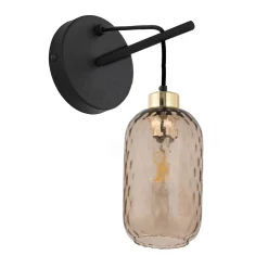 Kinkiet PESCARA Czarny Złoty Szklany Klosz 1xE27 * TK Lighting Sale