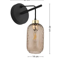 Kinkiet PESCARA Czarny Złoty Szklany Klosz 1xE27 * TK Lighting Sale
