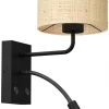 Kinkiet RATTAN Czarny Beżowy Abażur 1xE27 1xG9 * Luminex