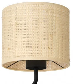 Kinkiet RATTAN Czarny Beżowy Abażur 1xE27 1xG9 * Luminex