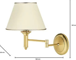 Kinkiet Regulowany CLASSIC Złoty Ecru Abażur 1xE27 * Jupiter New