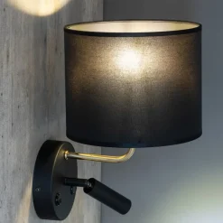 Kinkiet RICHI Czarny Złoty Abażur 1xE27 1xLED * TK Lighting Clearance