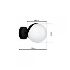 Kinkiet SFERA Czarny Biały Szklany Klosz 1xE14 * Eko-light Discount