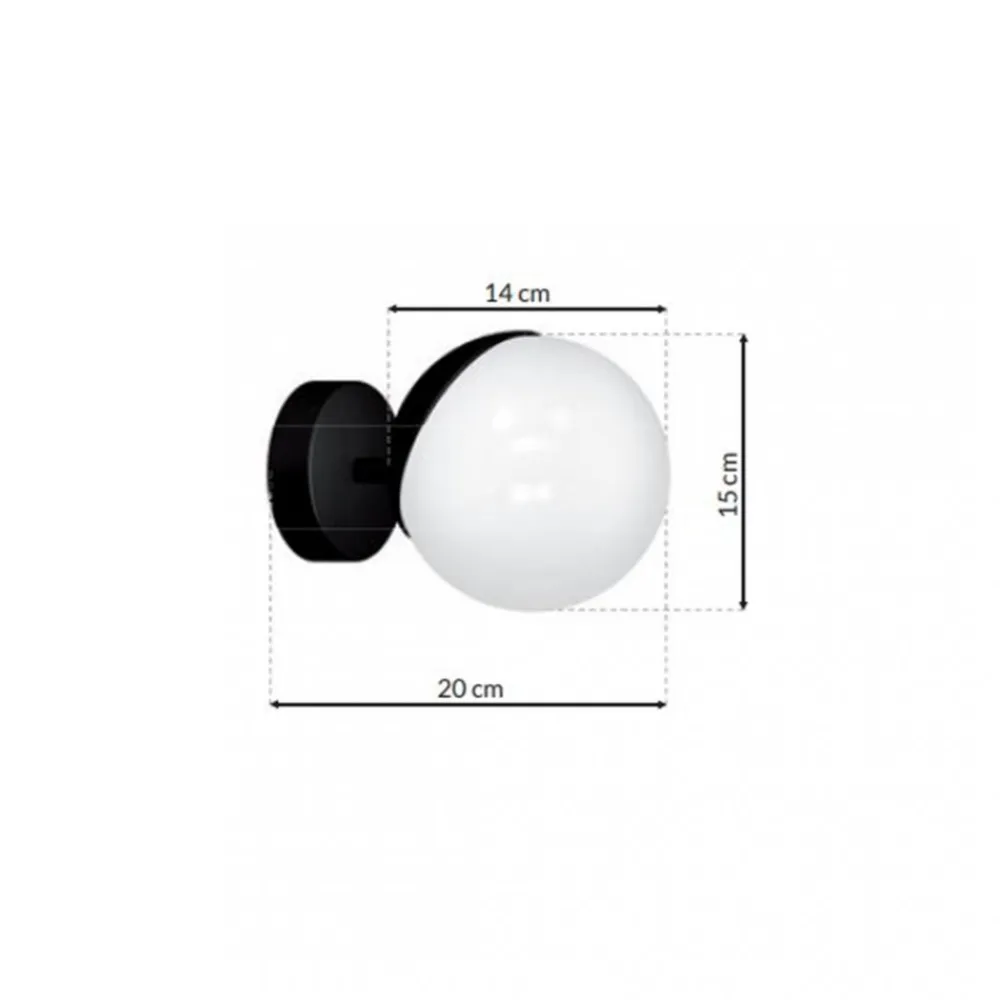 Kinkiet SFERA Czarny Biały Szklany Klosz 1xE14 * Eko-light Discount