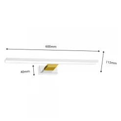 Kinkiet SHINE Biały Złoty 13,8W LED IP44 60cm * Eko-light Best