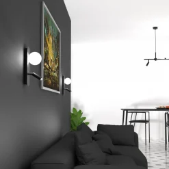Kinkiet SIRIO Regulowany Czarny Szklany Klosz 2xG9 * Eko-light Outlet