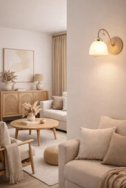 Kinkiet Tina Beżowy Szkło 1xE27 * HowHomely Sale