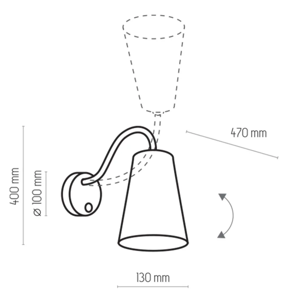 Kinkiet WIRE Czarny Złoty Abażur 1xE27 * TK Lighting Online
