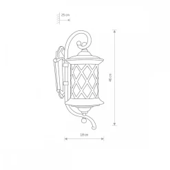 Kinkiet Zewnętrzny LANTERN Czarny Złoty Szklany Klosz 1xE27 IP23 * Nowodvorski New