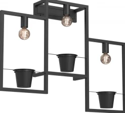 Kinkiet z kwietnikiem FLORES Czarny 3xE27 Zestaw z doniczkami * Luminex Online