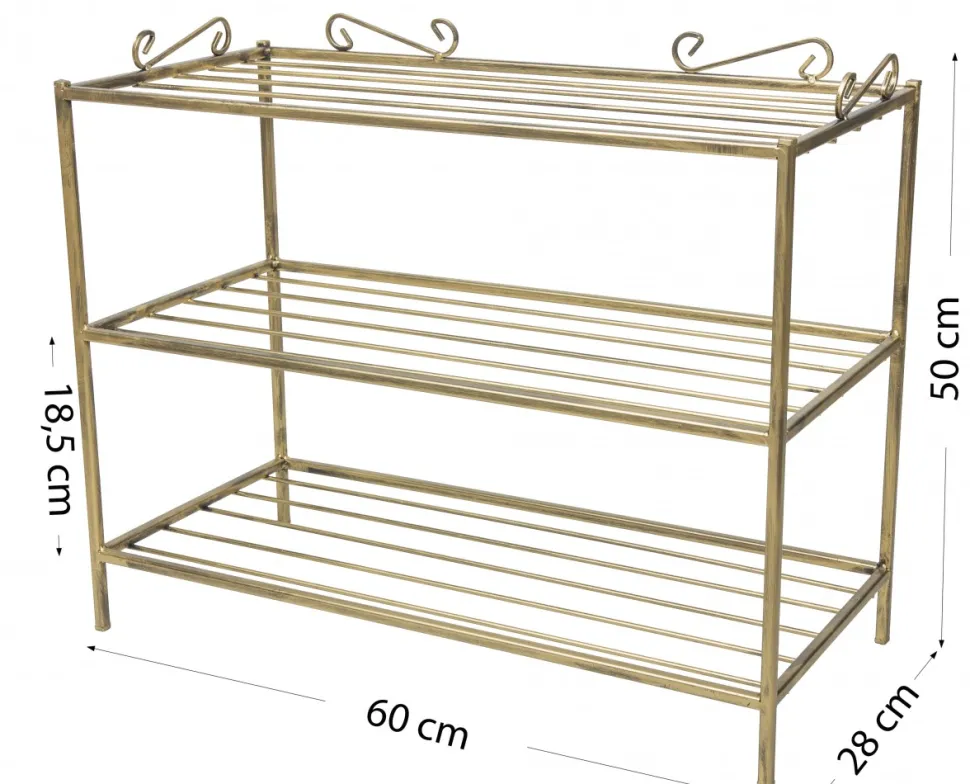 Klasyczna półka szafka na buty pojemna złota 60 cm