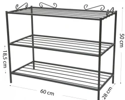 Klasyczna szafka na buty w kolorze czarnym metalowa LOFT * Dąstal Best