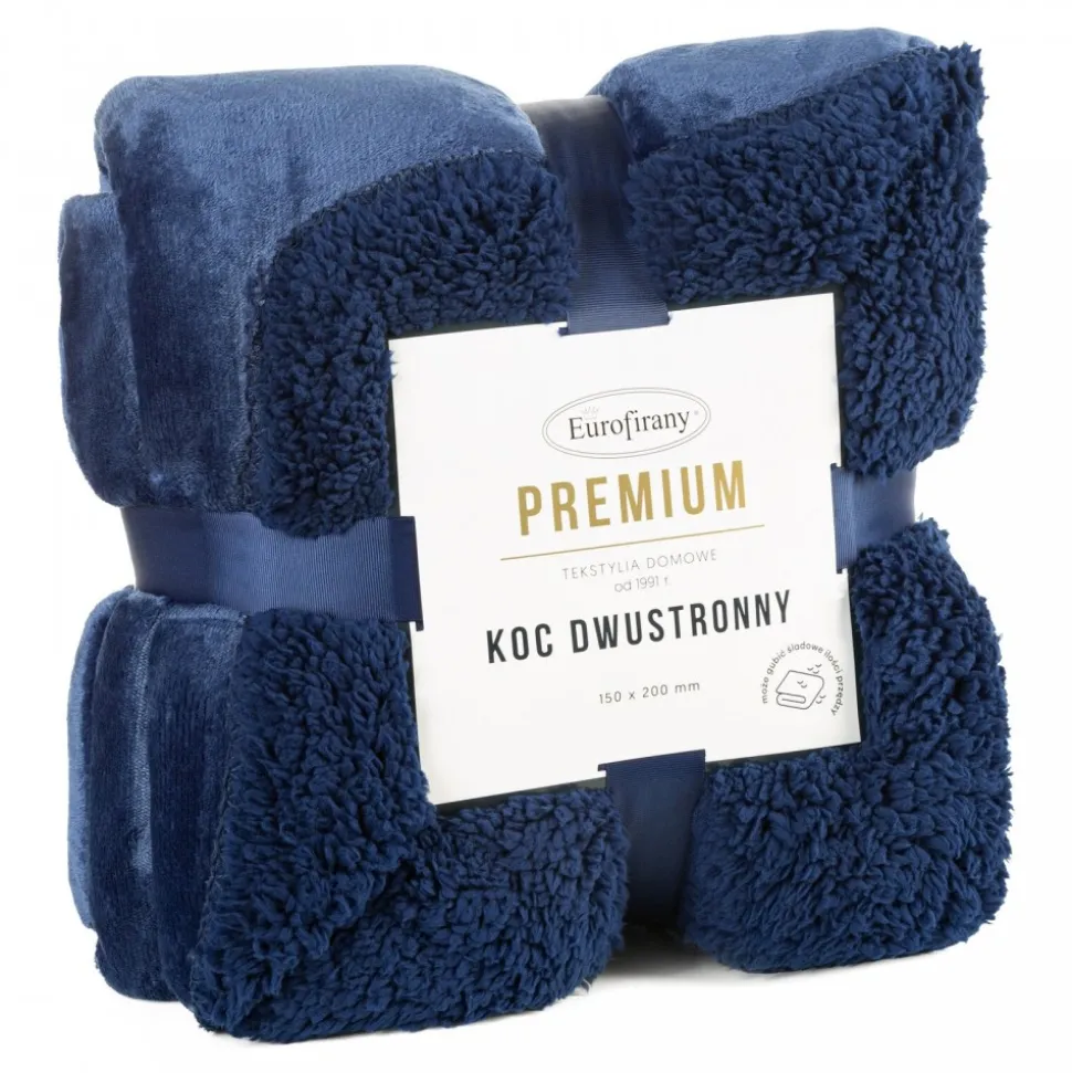 Koc TEDY 200x220 dwustronny granatowy