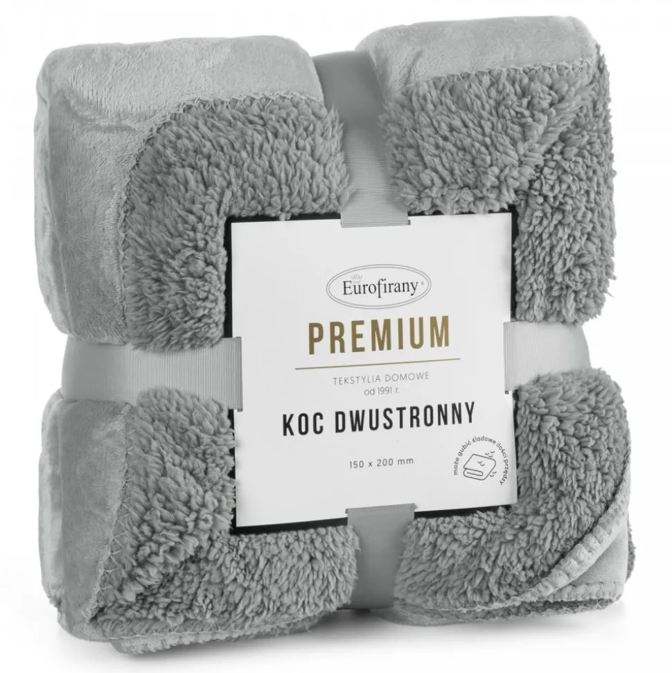 Koc TEDY 170x210 dwustronny srebrny
