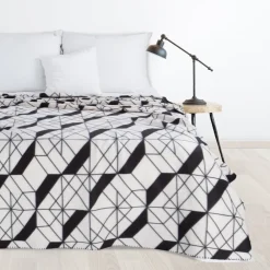 Koc GEO/01 biało-czarny 150x200 wzór geometryczny * EUROFIRANY B.B. Choczyńscy Sp.J. Outlet