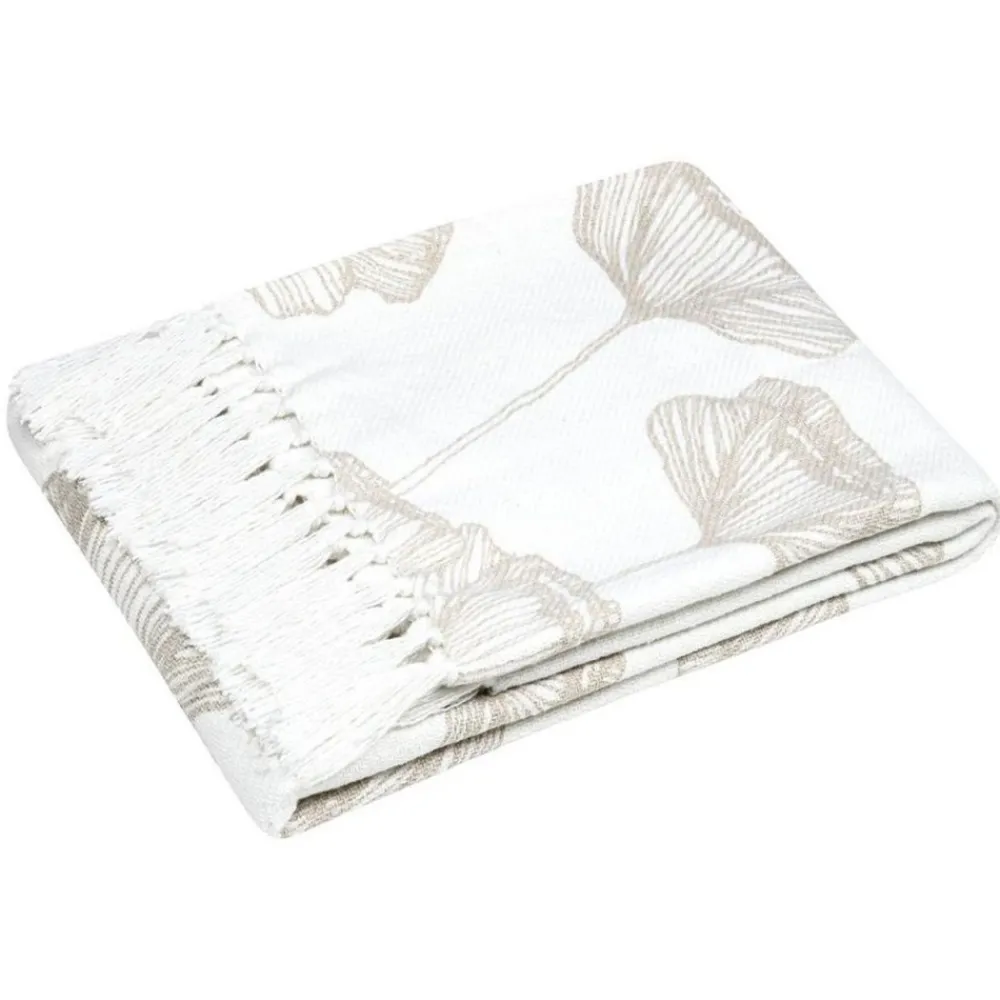 Koc ORIANA 125x150 cm biały kwiaty * STOF Sale