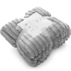 Koc SOFT srebrny 200x220 pasy 3D * EUROFIRANY B.B. Choczyńscy Sp.J. Sale