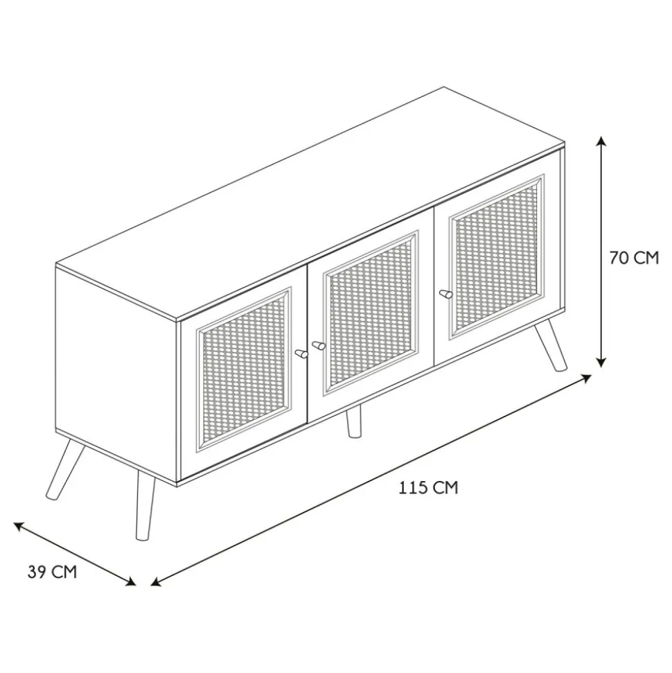 Komoda Tivo 3 drzwiowa rattan