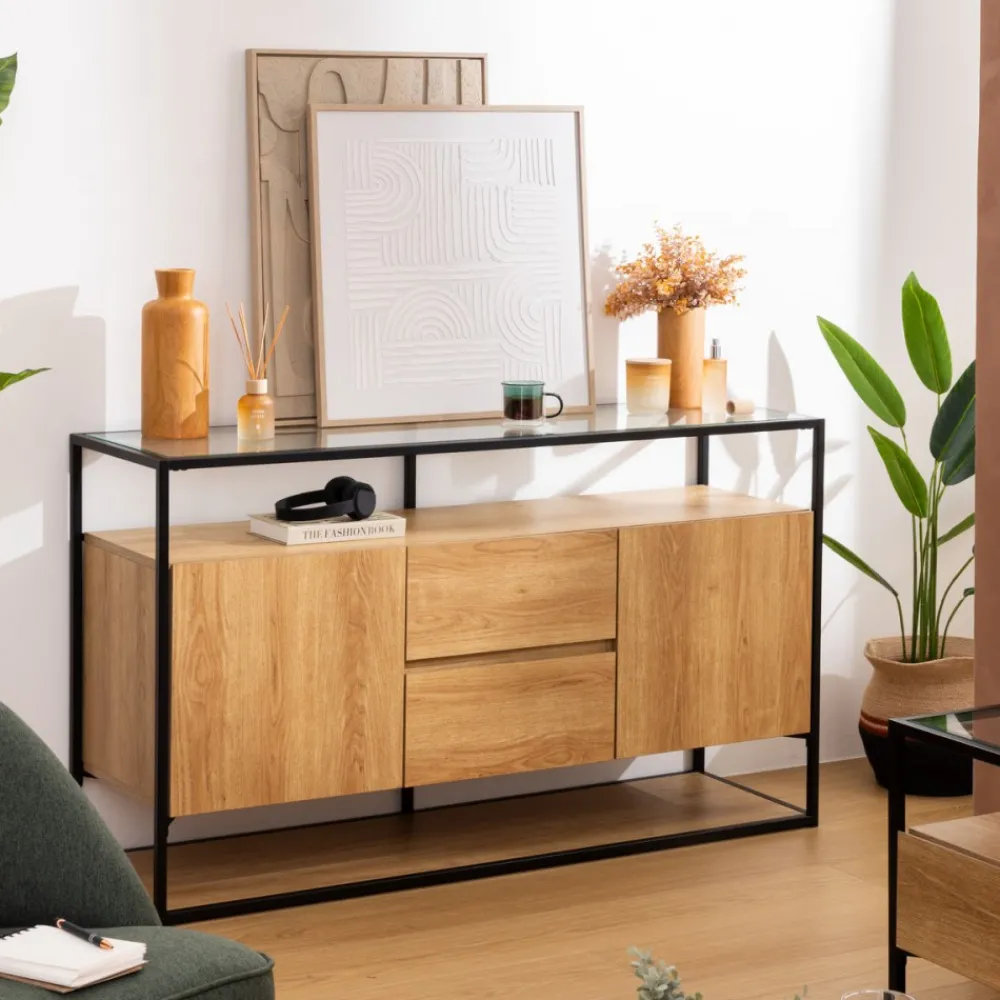 Komoda beżowa do salonu Aldea * Atmosphera Outlet
