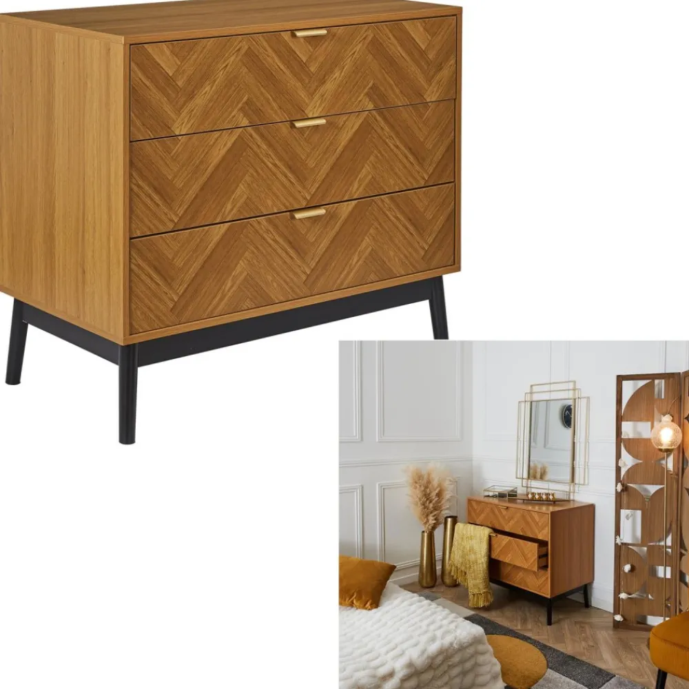 Komoda CHEVRON dekor drewno jodełka * HowHomely Sale
