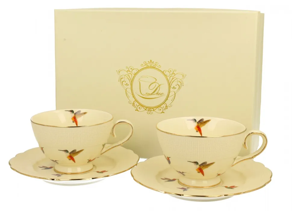 Komplet 2 filiżanek ze spodkami KOLIBRY 260 ml