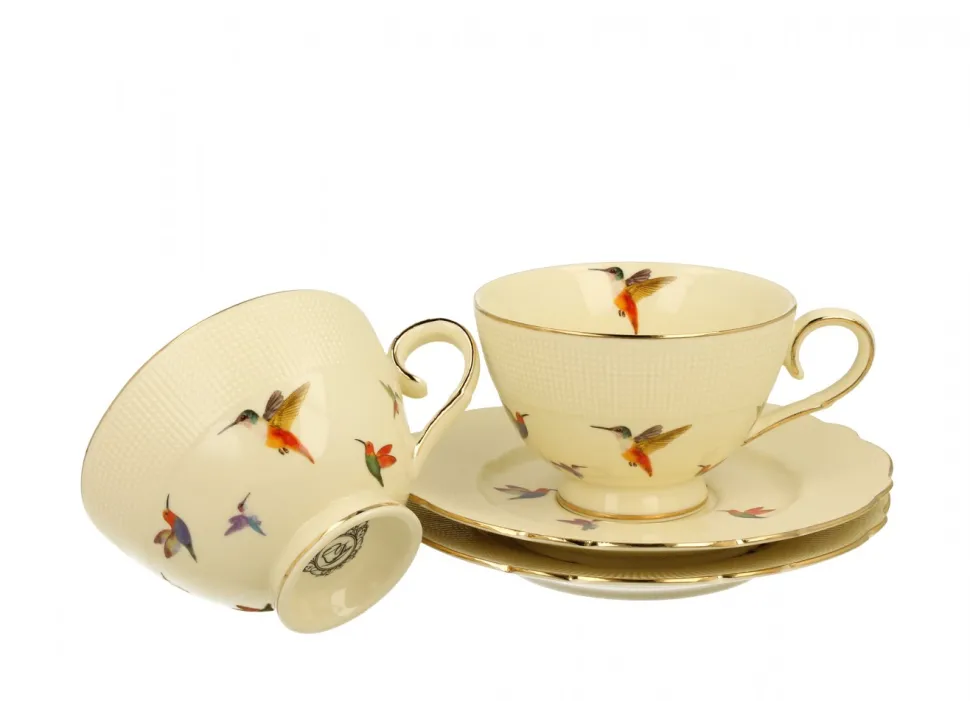 Komplet 2 filiżanek ze spodkami KOLIBRY 260 ml