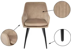 Komplet 2 krzeseł Lenti Black Beige