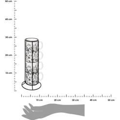 Komplet 4 kubków 240 ml w stojaku White Floral