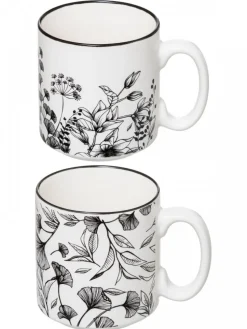 Komplet 4 kubków 240 ml w stojaku White Floral