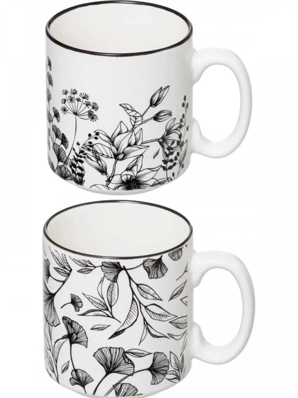Komplet 4 kubków 240 ml w stojaku White Floral
