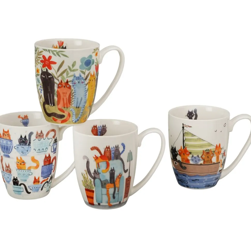 Komplet 4 kubków Koci Świat 4x 360 ml