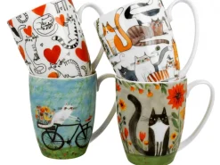 Komplet 4 porcelanowych kubków Koci Świat z serii Animals 4x 360 ml