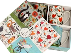 Komplet 4 porcelanowych kubków Koci Świat z serii Animals 4x 360 ml