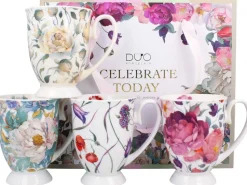 Komplet 4 porcelanowych kubków royal FLOWER