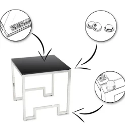 Komplet 3 stolików Sammen Silver Black