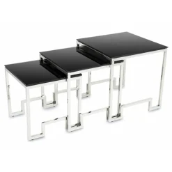 Komplet 3 stolików Sammen Silver Black