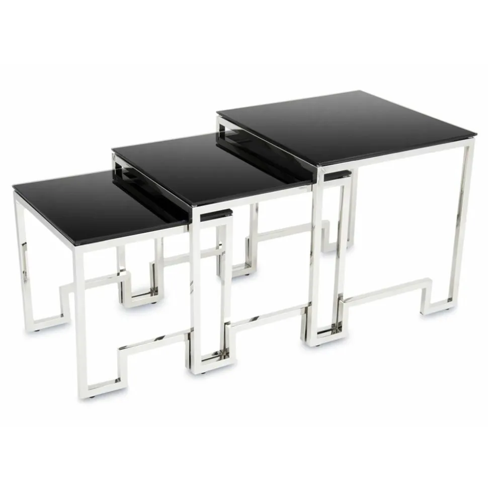 Komplet 3 stolików Sammen Silver Black