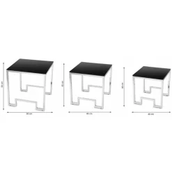 Komplet 3 stolików Sammen Silver Black