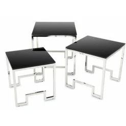 Komplet 3 stolików Sammen Silver Black