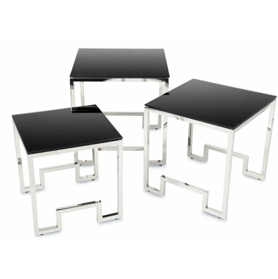 Komplet 3 stolików Sammen Silver Black