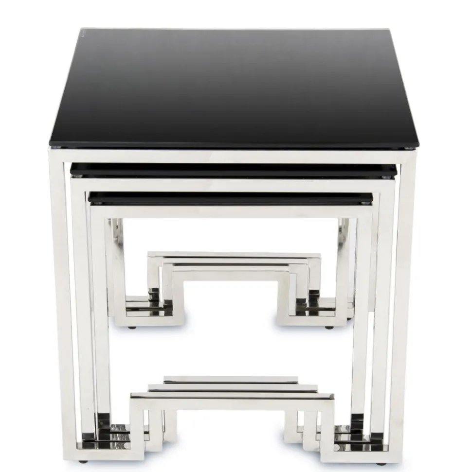 Komplet 3 stolików Sammen Silver Black