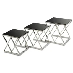 Komplet 3 stolików Timantti Silver Black